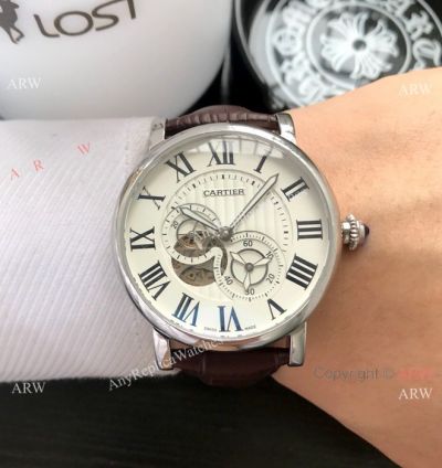 Rotonde De Cartier Replica Watches - SS White Dial 43mm